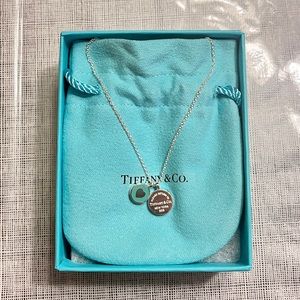Return to Tiffany Double Round with Blue Enamel Necklace